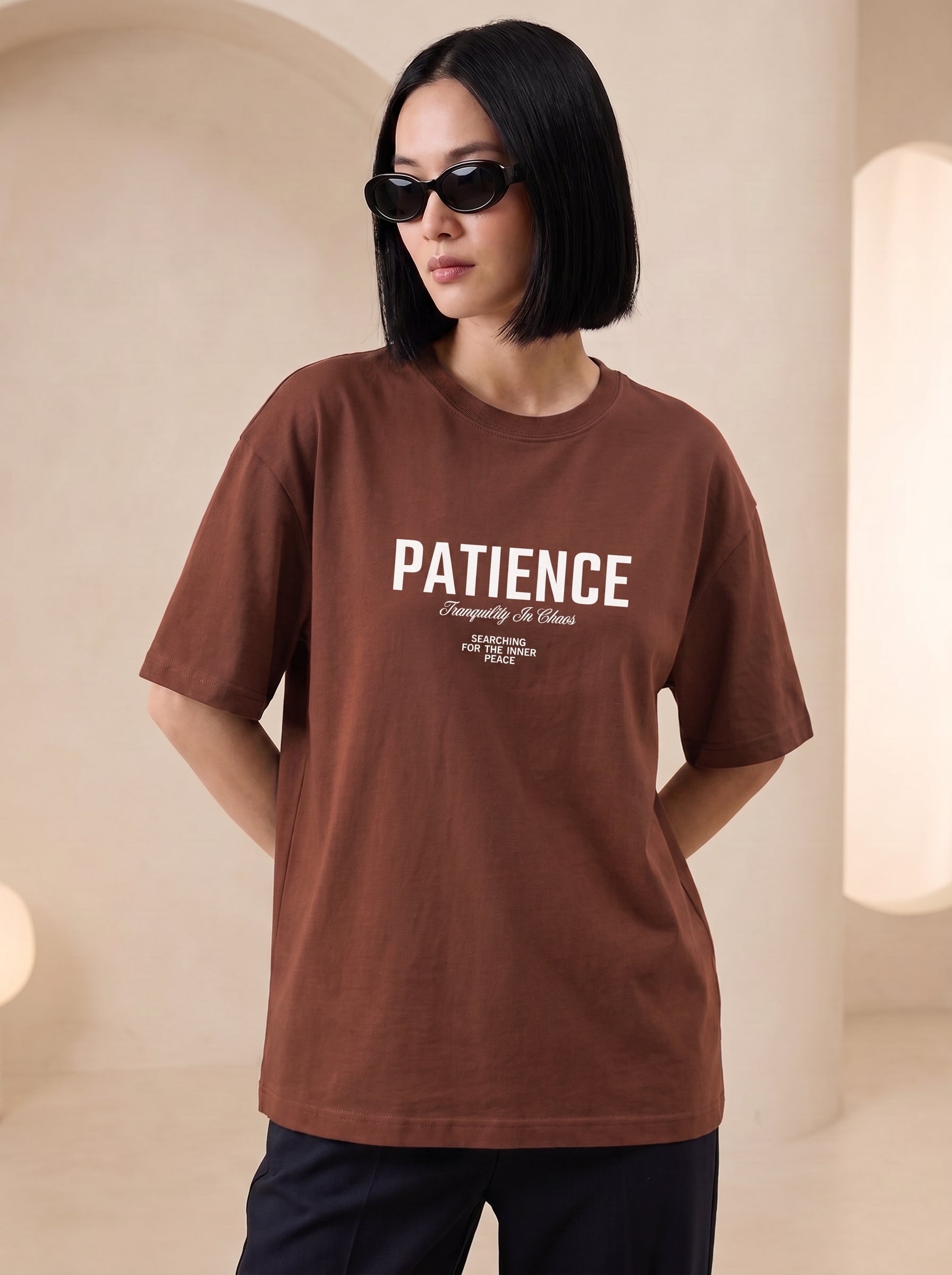 Patience: Tranquility In Chaos" Heavyweight Oversized Tee | Grain Axis